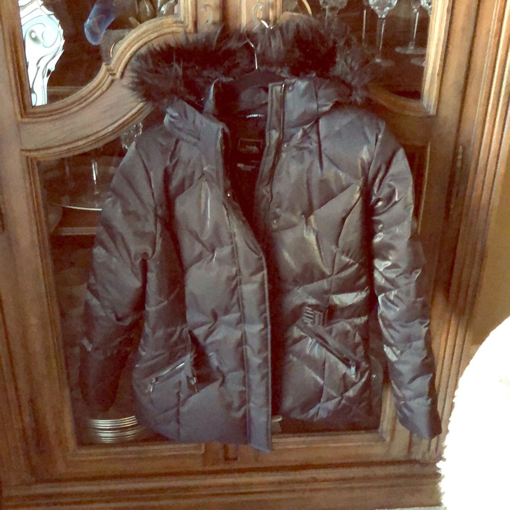 The North Face Women's Black Puffer Utility Jacket with Fur Trim Hood